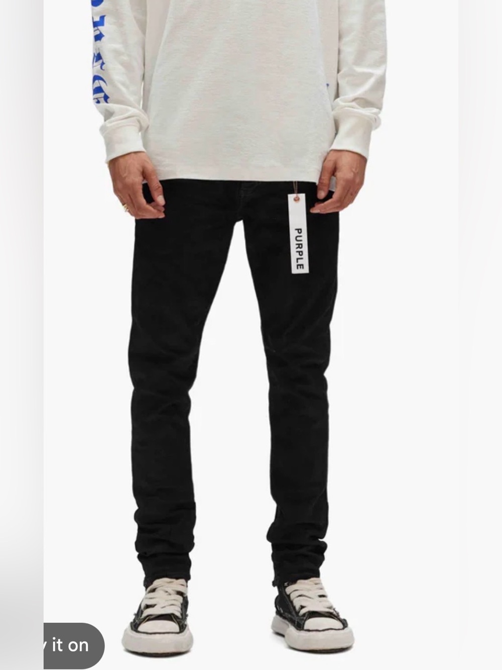 Purple-Brand Men's Skinny Black Stretch Jeans - Modern Slim Fit